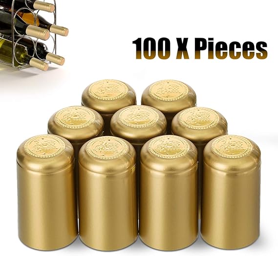 Janolia Wine Bottle Caps, 100 Pcs Heat Shrink Wine Bottle Capsules