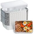 Aluminum Pans With Lids 50-Pack - 8.5x6 Inch Disposable Foil Containers For Baking & Meal Prep