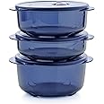 Tupperware Brand Vent ‘N Serve Container Set - 3 Small Round Containers to Prep, Freeze & Reheat Meals + Lids - Dishwasher, Microwave & Freezer Safe - BPA Free