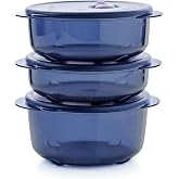 Tupperware Brand Vent &lsquo;N Serve Container Set - 3 Small Round Containers to Prep, Freeze &amp; Reheat Meals + Lids - Dishwasher, Microwave &amp; Freezer Safe - BPA Free