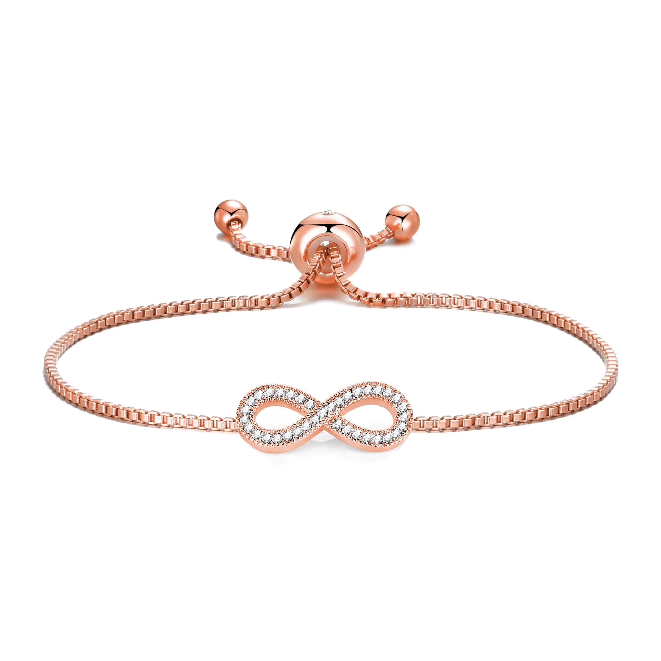 Philip Jones Rose Gold Plated Infinity Friendship Slider Bracelet Created with Zircondia® Crystals