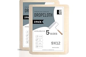 TOPCOTTON Top Cotton Canvas Drop Cloth, Pack of 2 Reusable Paint Drop Cloth, 100% Recycled Cotton, All Purpose Painters Drop Cloth, Cotton Canvas Tarp Cover for Painter Furniture & Floor Protection (9X12FT)
