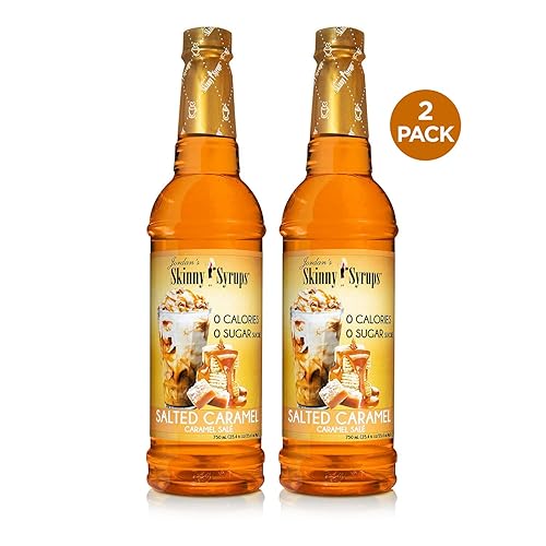 Jordan’s Skinny Syrups | Sugar Free Salted Caramel Coffee Syrup | Healthy Flavors with 0 Calories, 0 Sugar, 0 Carbs | 25.4 Fl Oz (Pack of 2) Packaging may Vary 