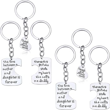 mom dad daughter keychain