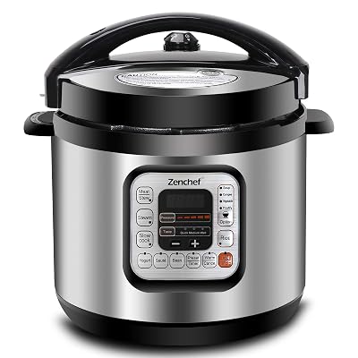 Zenchef 11-in-1 5th-Generation Stainless Steel 6Qt Electric Pressure Cooker wRice Scooper, and Measuring Cup, 1000W