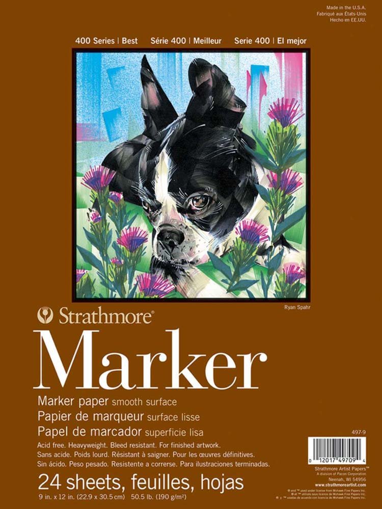 Strathmore Marker Paper Pad 9-inch x 12-Inch 50# Smooth, Acrylic, Multicoloured