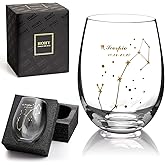 HOHY Scorpio Wine Glass - 20oz Golden Stemless Constellation Glass, Zodiac Sign Horoscope Gift for Women Men, Astrology Define Design
