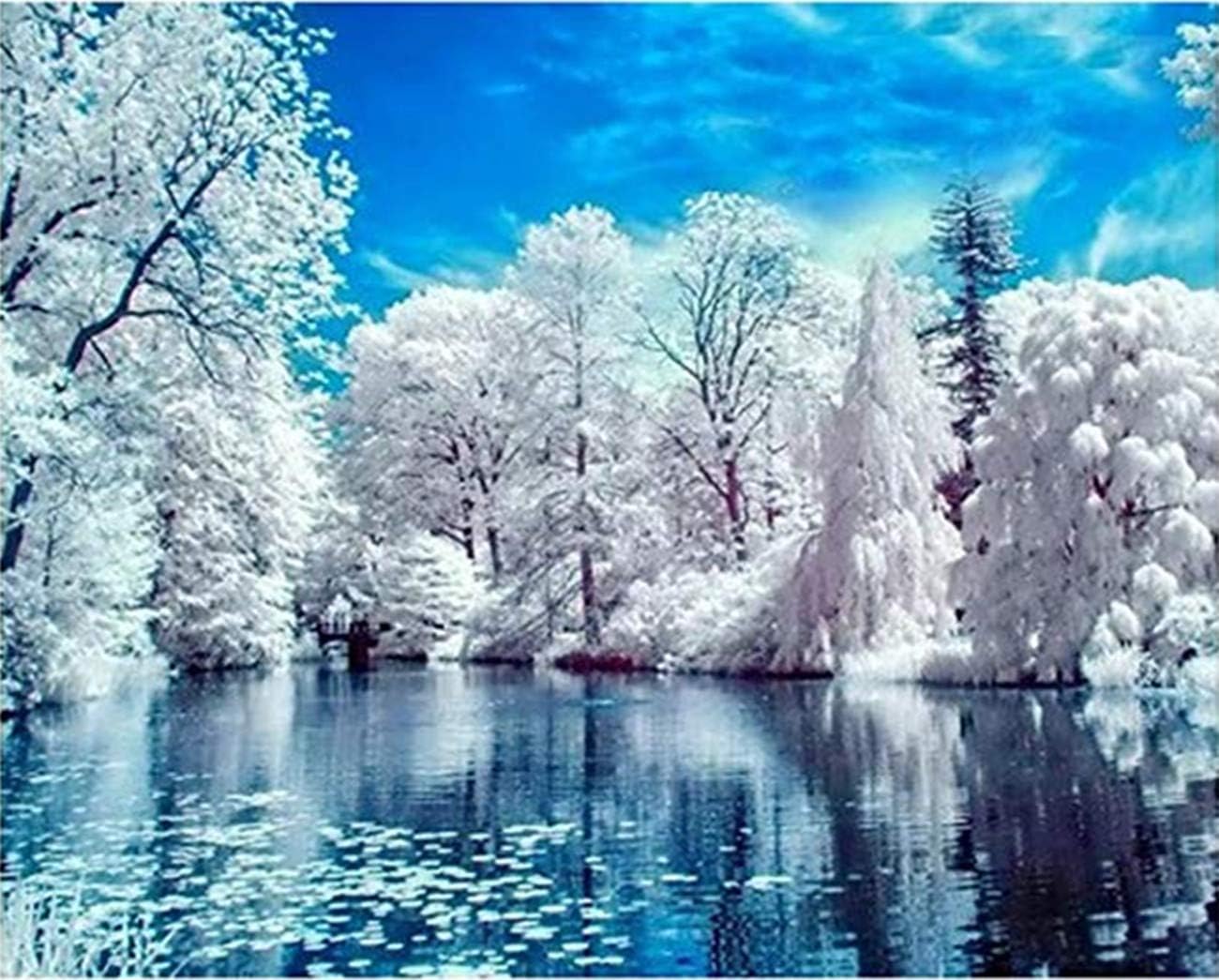 Clearance Sale! DIY 5D Diamond Painting, Snow Scene Diamond Embroidery Cross Stitch Kit 5D Diamond Rhinestone Painting Crystals Cross Stitch Picture Arts Home Decor Nearzstorn (Snow Scene, 40x30cm)