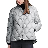 Little Donkey Andy Womens Quilted Jackets Long Sleeve Button Down Diamond Puffer Jacket Winter Outerwear with Pockets