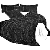 YUSOKI Luxury Faux Fur Blanket for Queen Size Bed 2 Layers,7.3lb,All Ages,Home Decoration Without Pillows(Black,90"x90")