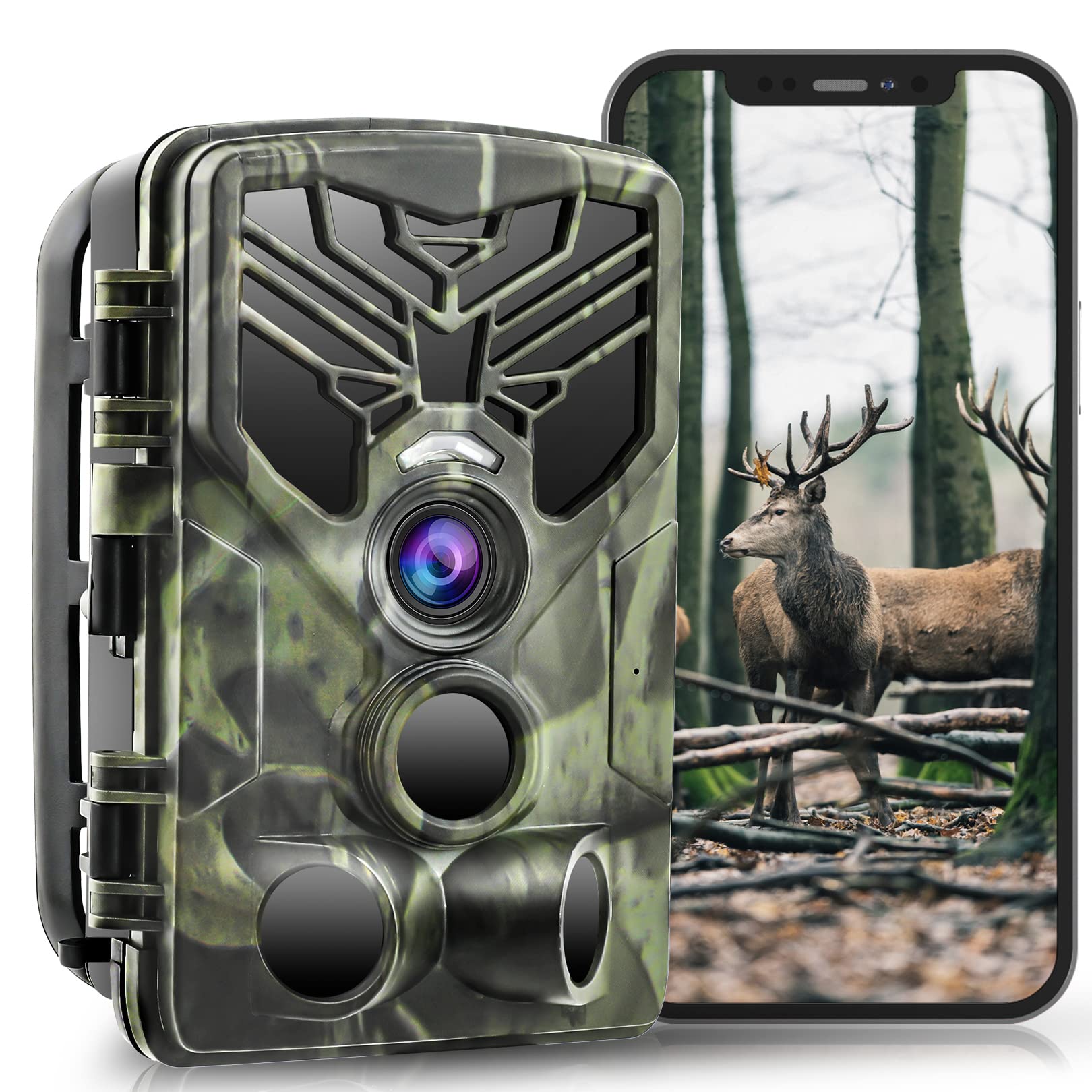 Findn WiFi Wildlife Camera 30MP 4K Trail Camera with Night Vision Motion Activated 0.2s Fast Trigger 940nm IR LED, IP66 Waterproof Garden Surveillance Camera Trap for Outdoor Hunting Observations