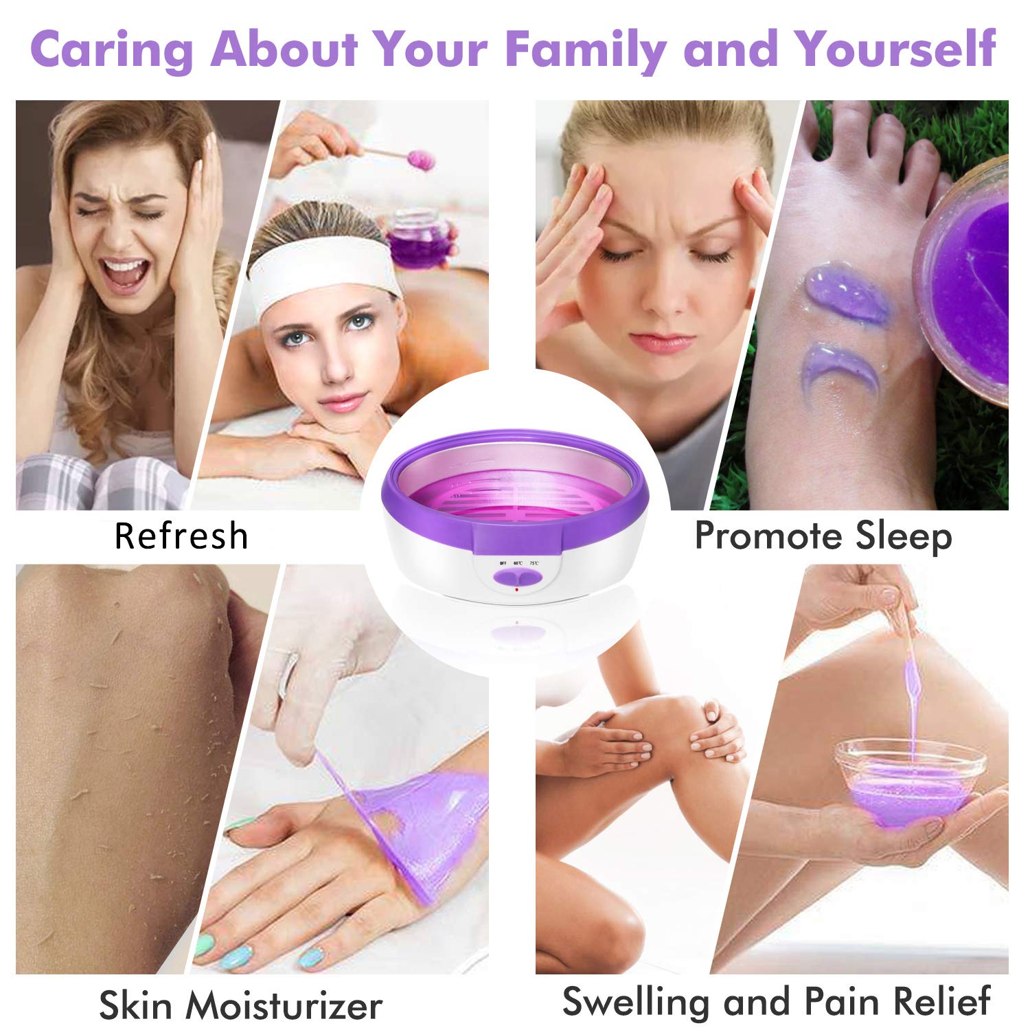 Paraffin Wax Machine for Hand and Feet - Paraffin Wax Bath BTArtbox Paraffin Wax Warmer with 1000g Paraffin Wax 200pcs Liners 2pcs Mitts 2pcs Booties for Smooth and Soft Skin : Beauty