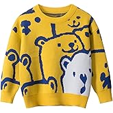 NautySaurs Toddler Boys Knit Sweater Dinosaur Crew Neck Pullover Sweater for Kids