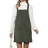 luvamia Corduroy Overall Dress for Women Adjustable Straps Casual Fashion Overalls Pinafore Short Dresses with Pockets