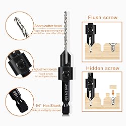 5-pc Woodworking Countersink Counterbore Drill Bit