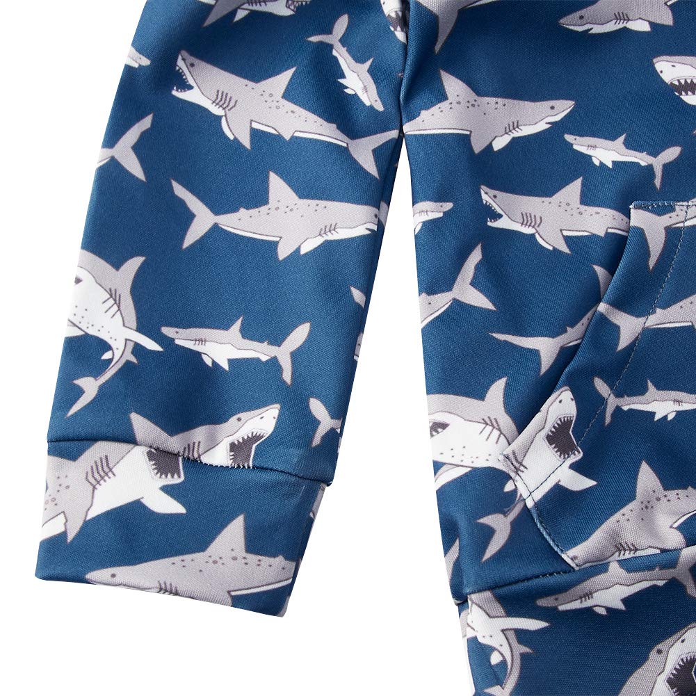 chicolife Baby Shark Bedruckte Langarm-Sweatshirts mit Kapuze 2er-Sets für 12-24 Monate Jungen