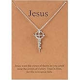Lcherry Faith Necklace Cross Crown Necklace for Women Religious Jewelry Christian Baptisms Gifts for Women