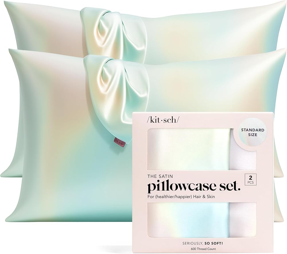 Kitsch Satin Pillowcase with Zipper Standard Queen 2 Pack Aura