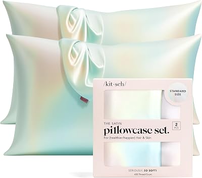 Kitsch Satin Pillowcase with Zipper Standard Queen 2 Pack Aura