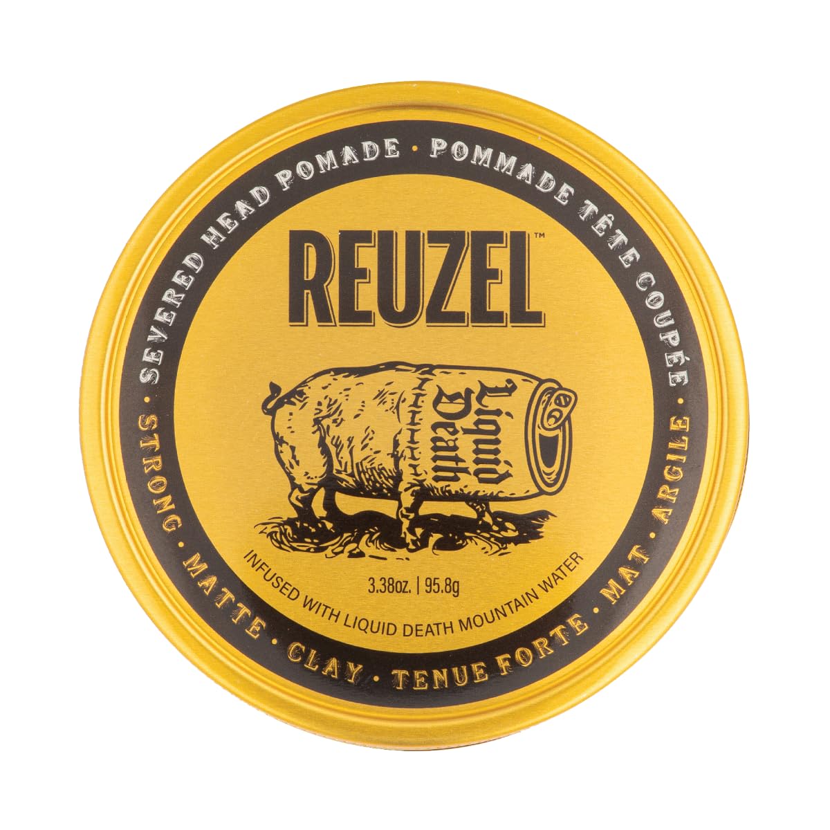 REUZEL & Liquid Death Matte Clay Pomade: Strong All Day Hold, Water Soluble, Non-Greasy Finish for All Hair Types