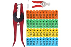 MINYULUA 400PCS 1-100 Number Plastic Livestock Ear Tags with Applicator Plier and Tool for Sheep, Goat, Dog, Cattle, Pig