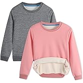 2 Pack Kids Fleece Sweatshirts Crewneck Long Sleeve Pullover Sweatshirts Boys Girls Tops for Toddlers(Age 2-14)