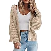 Scapodo Ultimate Womens Thick Knit Cardigan Sweater Cozy Long Sleeve Button Loose Short Warm Cardigan Sweater