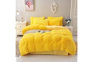chovy Faux Fur Plush Bright Yellow Comforter Sets Twin - Ultra Soft Shaggy Flannel Velvet Fluffy Fuzzy 3PC Bedding Set （Comforter x 1 Pillowcases x 2