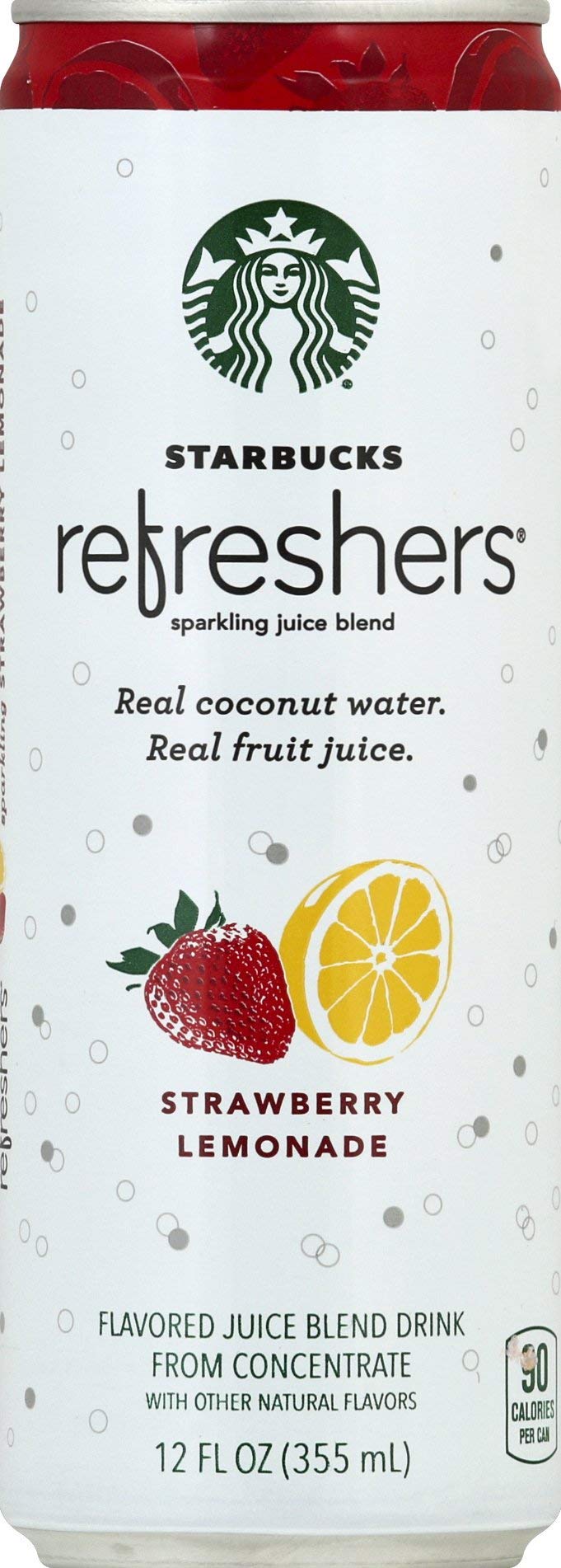 Starbucks, Refreshers Strawberry Lemonade with Coconut Water, 12 Fluid