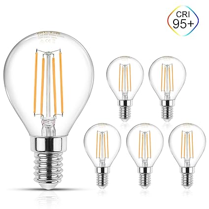 Creyer E14 Filament LED Lampen G45 - E14 LED Birne, CRI?95+, 450Lumens, Ersetzt 40W Glühlampen, Warmweiß(2700K), Nicht Dimmba