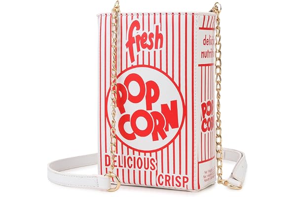 ENJOININ Popcorn Purse Novelty Fun Shaped Crossbody Bag for Women