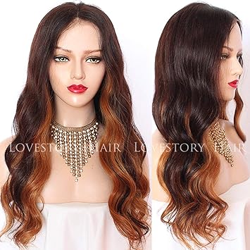 Amazon Com Lovestory Body Wave Ombre Color Lace Front Wigs Wavy