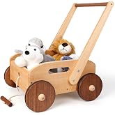 Woodtoe Wooden Baby Walker, Adjust Speed Learning Walker, Baby Push Gifts | Montessori Push Toy, Baby Learning to Walk, Educational Birthday Gift for Babies Kids Boys and Girls 1 2 3 Years Old