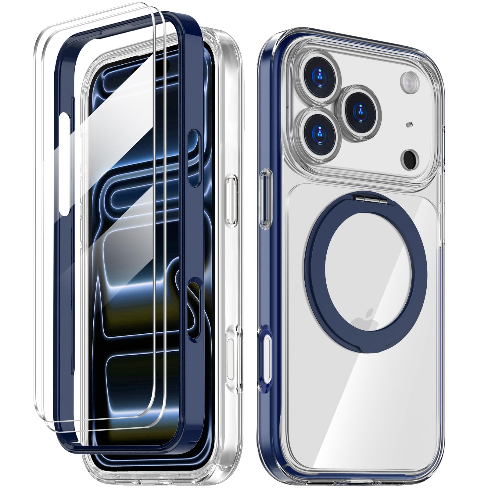 KUPEKIS Magnetic for iPhone 17 Pro Max Case Non-Yellowing [2 x Screen Protector] Compatible with MagSafe Military Grade 17 FT Drop Shockproof Full Camera Protection 360° Spin Stand Phone Cover Blue