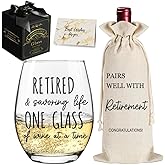 Pokolllee Funny Retirement Gifts for Women - Retired Wine Glass Humor Happy Retire Gift, Colleague Leaving Work Going Away Retirement Gifts, Retiring Gift for Coworker Boss Friends Mom Grandma