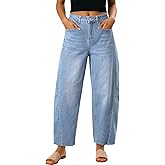 Dokotoo Casual Jeans for Women Loose Baggy Wide Leg Jeans Woman High Waisted Stretchy Denim Pants with Pockets