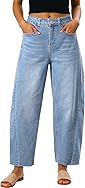 Dokotoo Casual Jeans for Women Loose Baggy Wide Leg Barrel Jeans Woman High Waisted Stretchy Denim Pants with Pockets