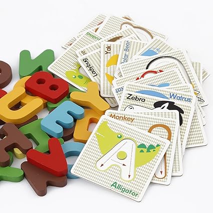 StarMall Alphabet Letters Matching Puzzle ABCs Flash Cards with Animals for Kids Prechool Toddlers