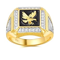 DOHAOOE Men's 14K Gold Eagle Band Ring Cubic