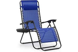 MoNiBloom Zero Gravity Chair Outdoor Folding Patio Lounge Chair for Outside Reclining Lawn Chair Recliner Beach Chair for Adults, Blue