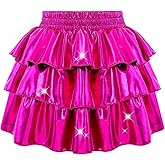 DAXIANG Girls 3 Layer Metallic Skirt with Built-in Shorts Ruffle A Line Skirt for Girls Party Birthday 4-13 Years