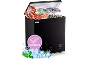 WANAI Chest Freezer Deep Freezer for Garage 5.0 Cu.Ft Compact Freezer Only Adjustable 7 Thermostat and Removable Basket Energy Saving for Garage Basement Dorm Apartment Kitchen Business