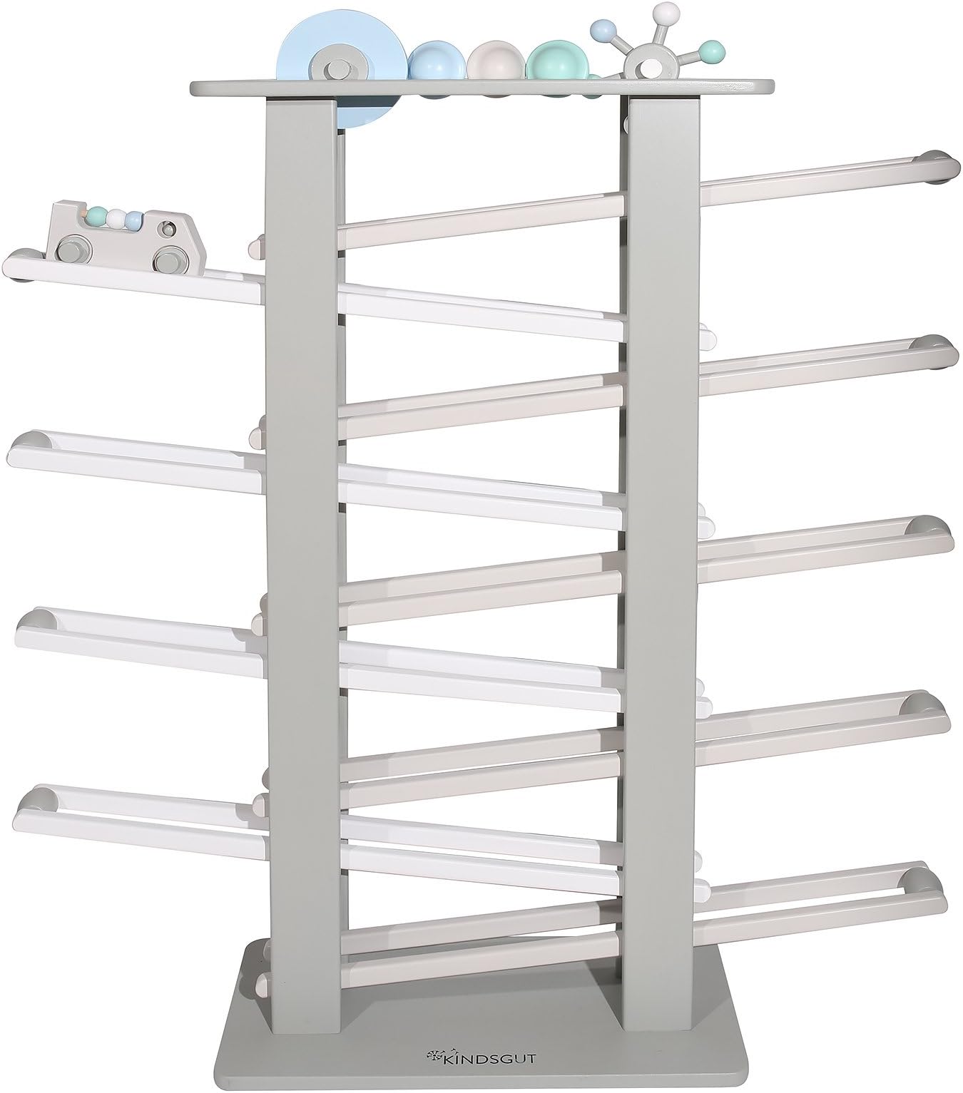 Kindsgut Marble Run XXL, Wooden Motor Skills Toy with 4 Cars, Discreet Colours and Environmentally Friendly Materials, Free from Harmful substances and Suitable for Children, Cars