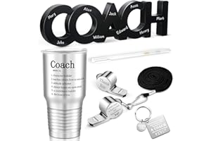 Newtay 5 Pcs Basketball Coach Gifts Coach Sign Stainless Steel Travel Mug Gifts Whistle Pen Keychain for Men Women