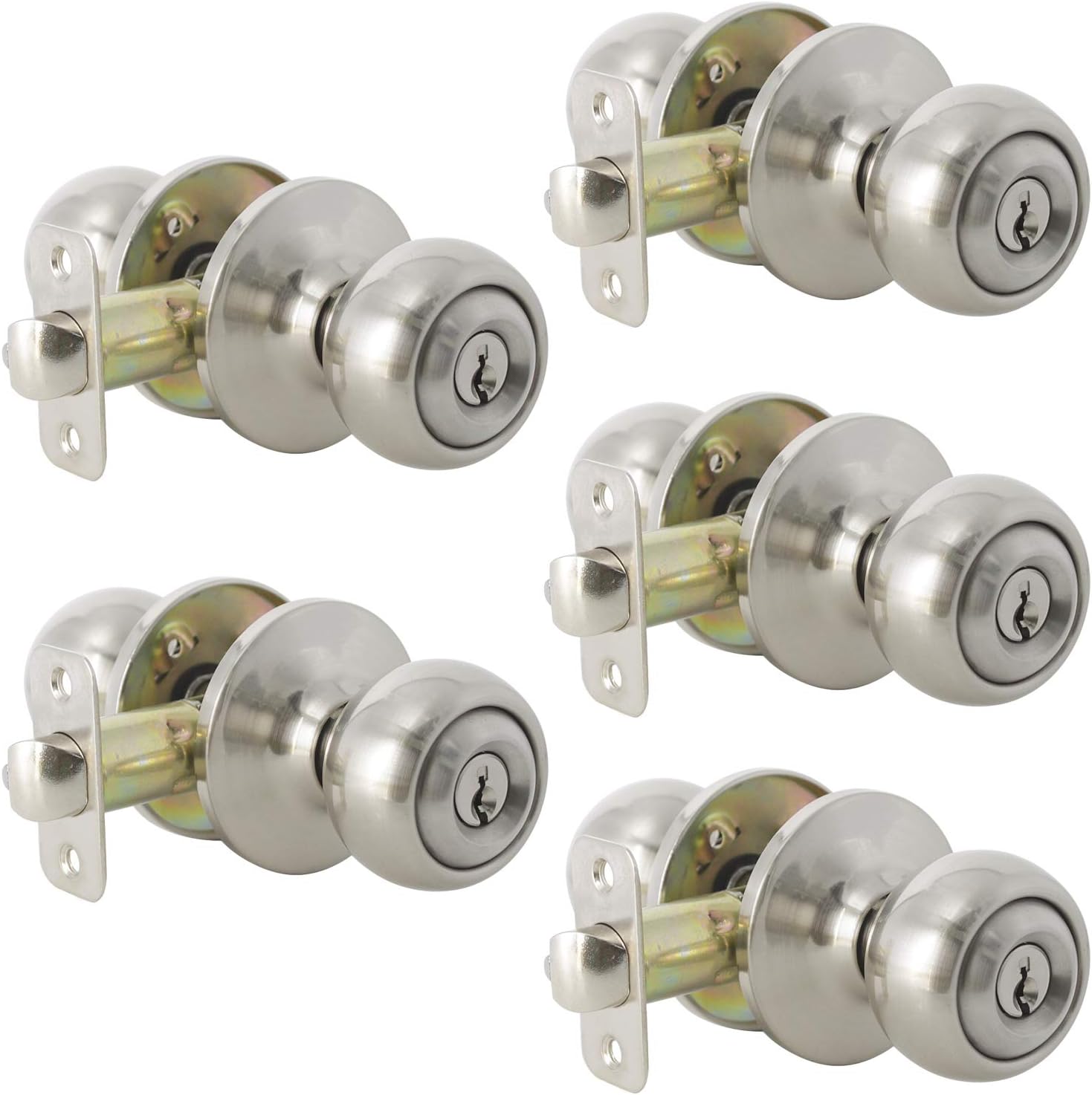 Probrico Keyed Alike Entrance Door Knobs, Entry Locks in Satin Nickel