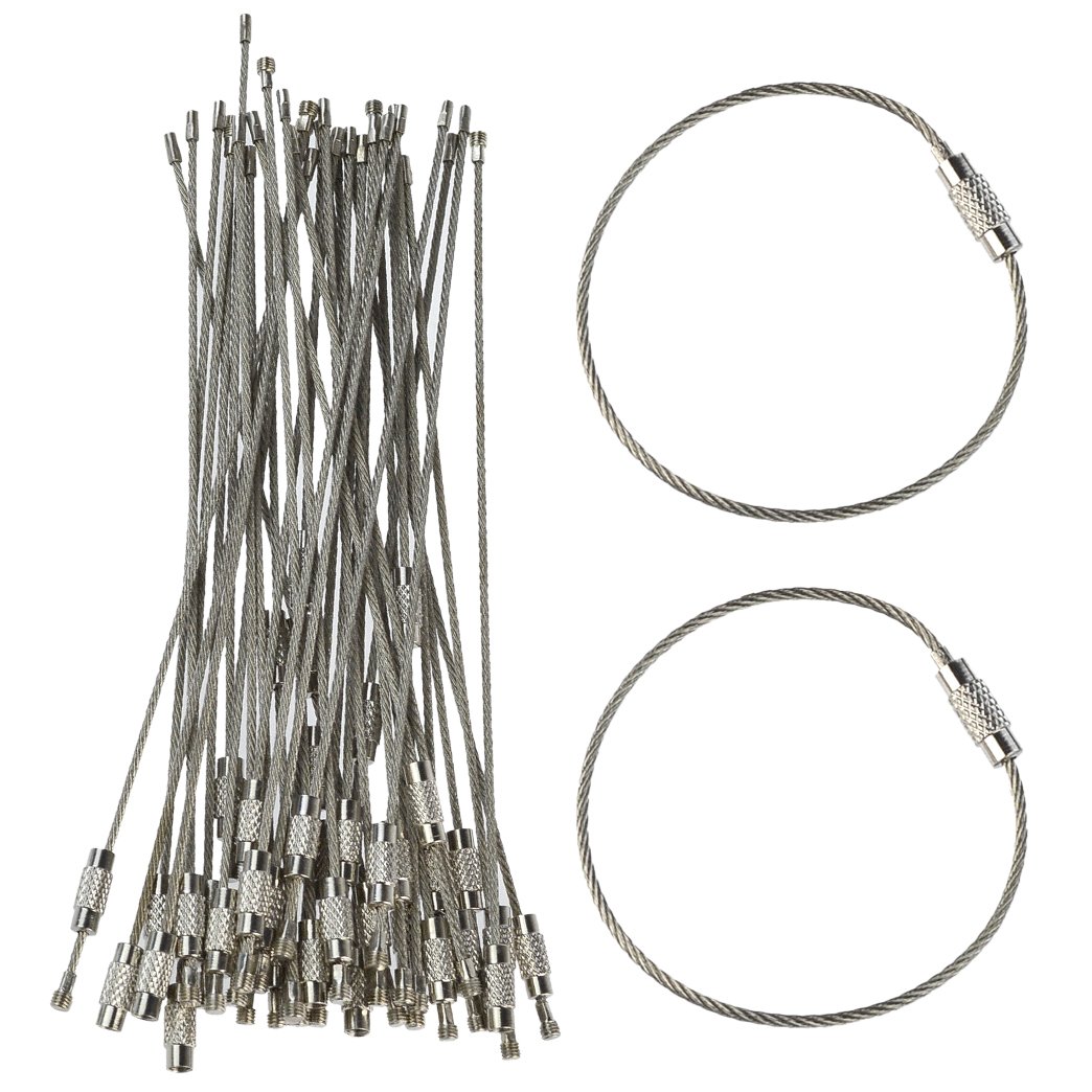 Lee-Buty 40 Pcs Stainless Steel Wire Keychain Round Key Chain Rings Split-Ring Key Rings for Outdoor Hiking Travel Sports DIY Arts Crafts 6.24 inches