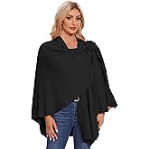 PULI Womens Elegant Cross Front Shawl Wraps Floral Wraps Soft Ponchos Cape Warm Travel Shawls