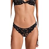 Fleur du Mal Women's Velvet Lily Embrodiery Thong