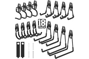 Cpais 18 Pack Utility Steel Wall Mount Heavy Duty Garage Hooks with Anti-Slip Coating,Storage More Yard,Garden and Power Tools and for Hanging Hose,Ladder and Bike