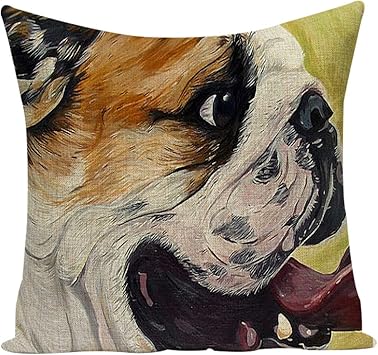Weihnachtsdekoration Hund Wurfkissenbezug Stickerei Kissenbezug Fur Kinderzimmer Sofa Auto Couch Kissenbezug Mit Reissverschluss Versteckte Bulldogge Muster Amazon De Kuche Haushalt